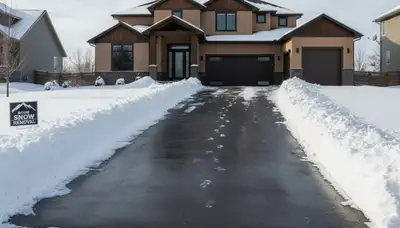 Clean residential driveway after professional snow removal by Chop Chop Landscaping in Boise, ID