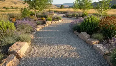 Professional pea gravel garden path installation in Boise, ID by Chop Chop Landscaping