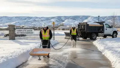 Professional de-icing and salt application on Boise, ID walkways by Chop Chop Landscaping