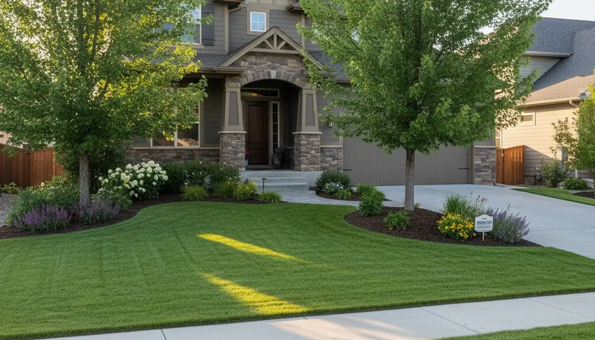 Pristine residential lawn in Boise, ID showcasing expert lawn maintenance by professional landscapers