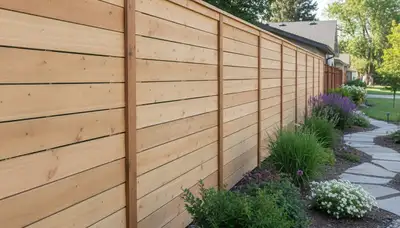 White wooden privacy fence installation by professional landscapers in Boise, ID